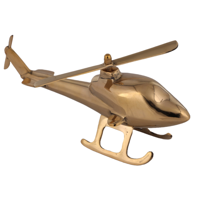 Elita Decorative Metal Helicopter Model in Brass, Desktop Aviation Decor SK H-12