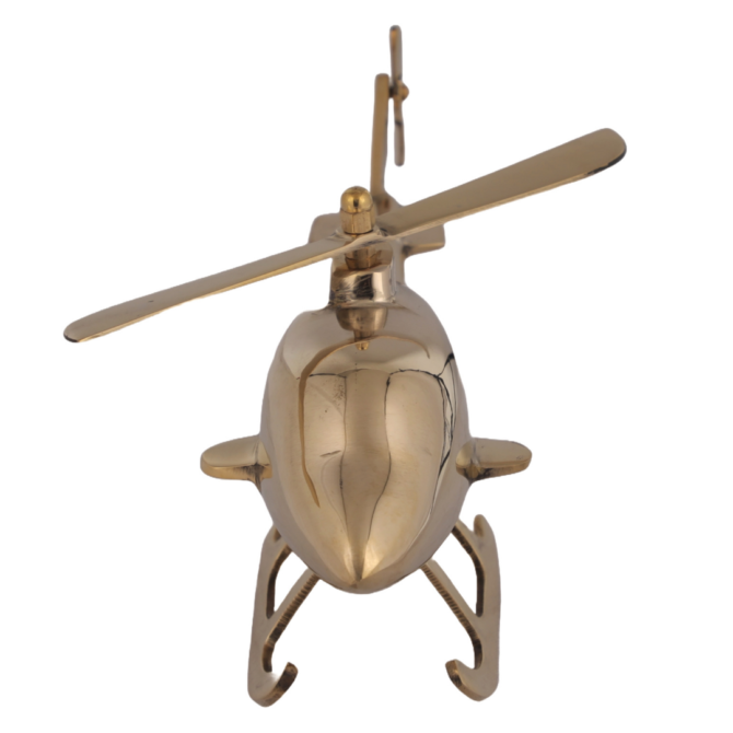 Elita Decorative Metal Helicopter Model in Brass, Desktop Aviation Decor SK H-12