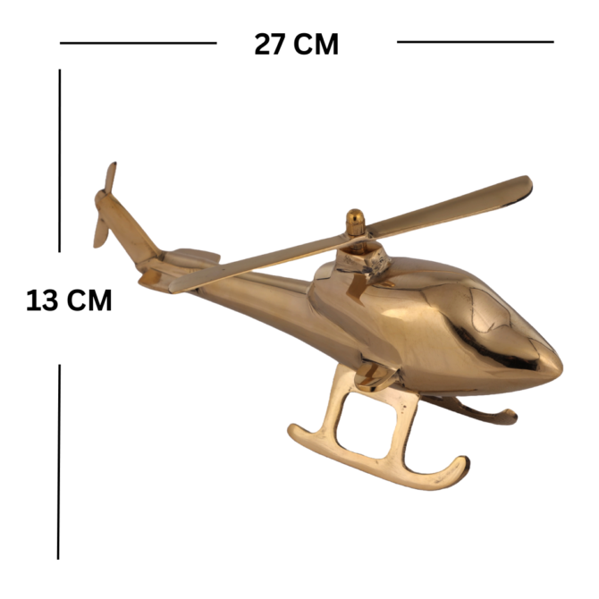 Elita Decorative Metal Helicopter Model in Brass, Desktop Aviation Decor SK H-12