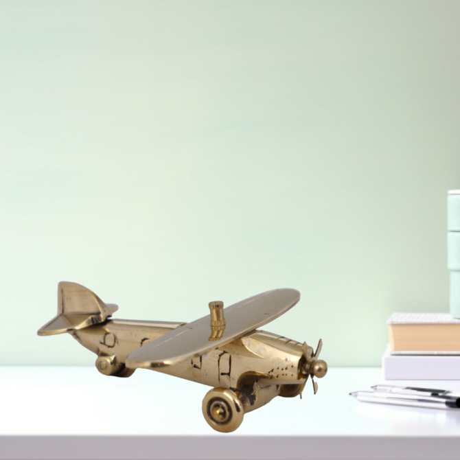 Style Decorative Metal Airplane Model, Antique Bronze Finish, Desktop Collectible SK F-20