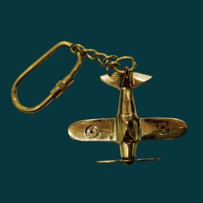 Vintage Style Airplane Keychain, Gold-Tone, Decorative Aircraft Key Ring