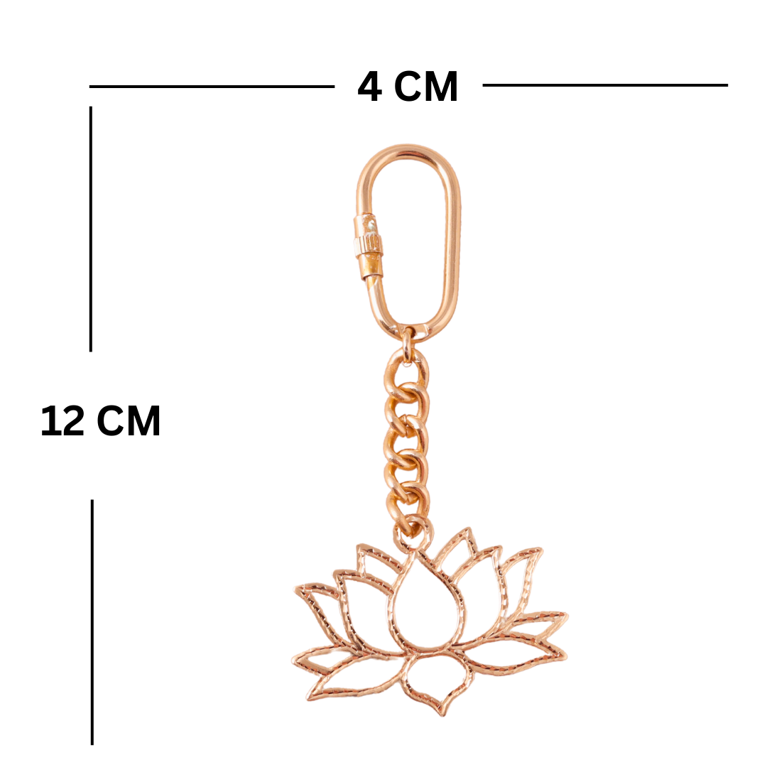 Elita Lotus Flower Keychain with Brass Chain Link, Decorative Brass Charm With Gold Plated Finish - Image 7