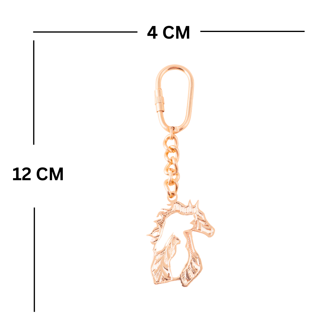 Elita Decorative Gold Horse Keychain with Carabiner Clip, Brass Chain With Gold Plated Finish - Image 6