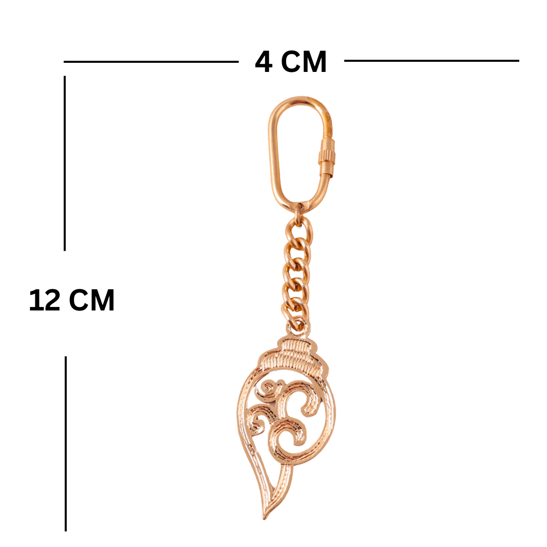 Elita Decorative Om Shank Keychain with Gold Plated Finish, Carabiner Clip and Chain Link Design Brass - Image 6