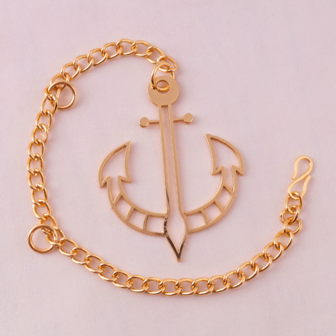 Elita Gold Plated Finish Brass Anchor Car Hanging with Chain, Nautical Design - Image 2