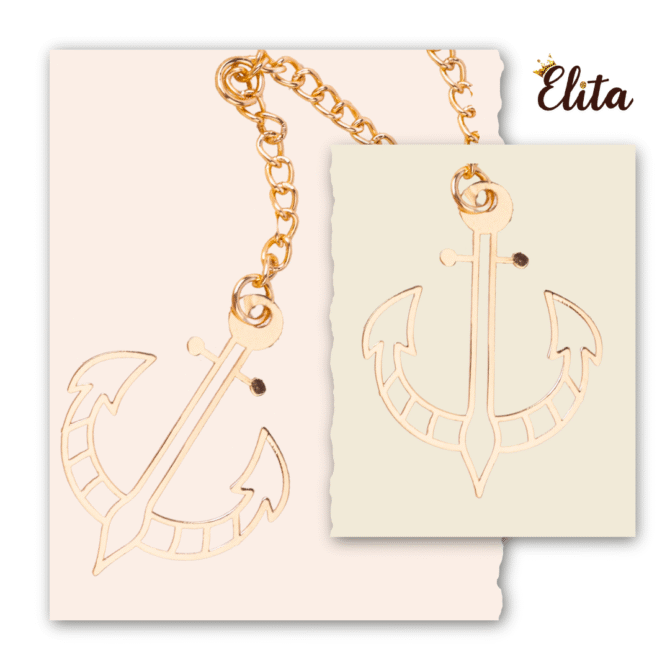 Elita Gold Plated Finish Brass Anchor Car Hanging with Chain, Nautical Design - Image 3