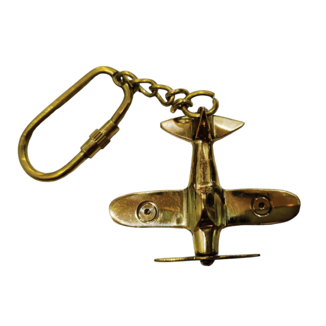 Vintage Style Airplane Keychain, Gold-Tone, Decorative Aircraft Key Ring