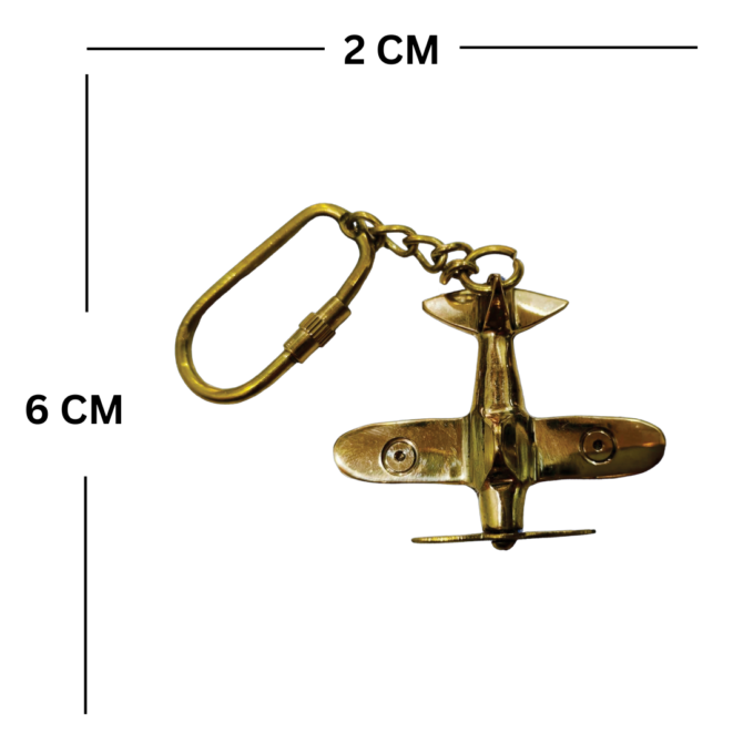 Vintage Style Airplane Keychain, Gold-Tone, Decorative Aircraft Key Ring