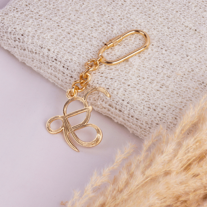 Decorative Gold-Plated Finish Ek Onkar Charm Keychain with Chain Link Design Brass - Image 2