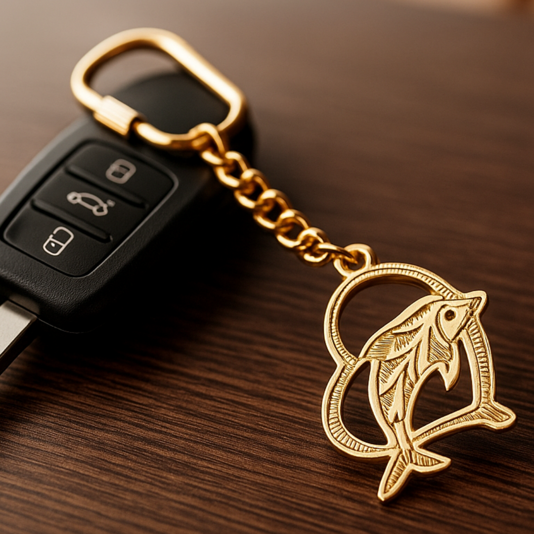 Elita Decorative Dolphin Keychain with Gold Chain, Brass Carabiner Clip, Golden With Gold Plated Finish - Image 3