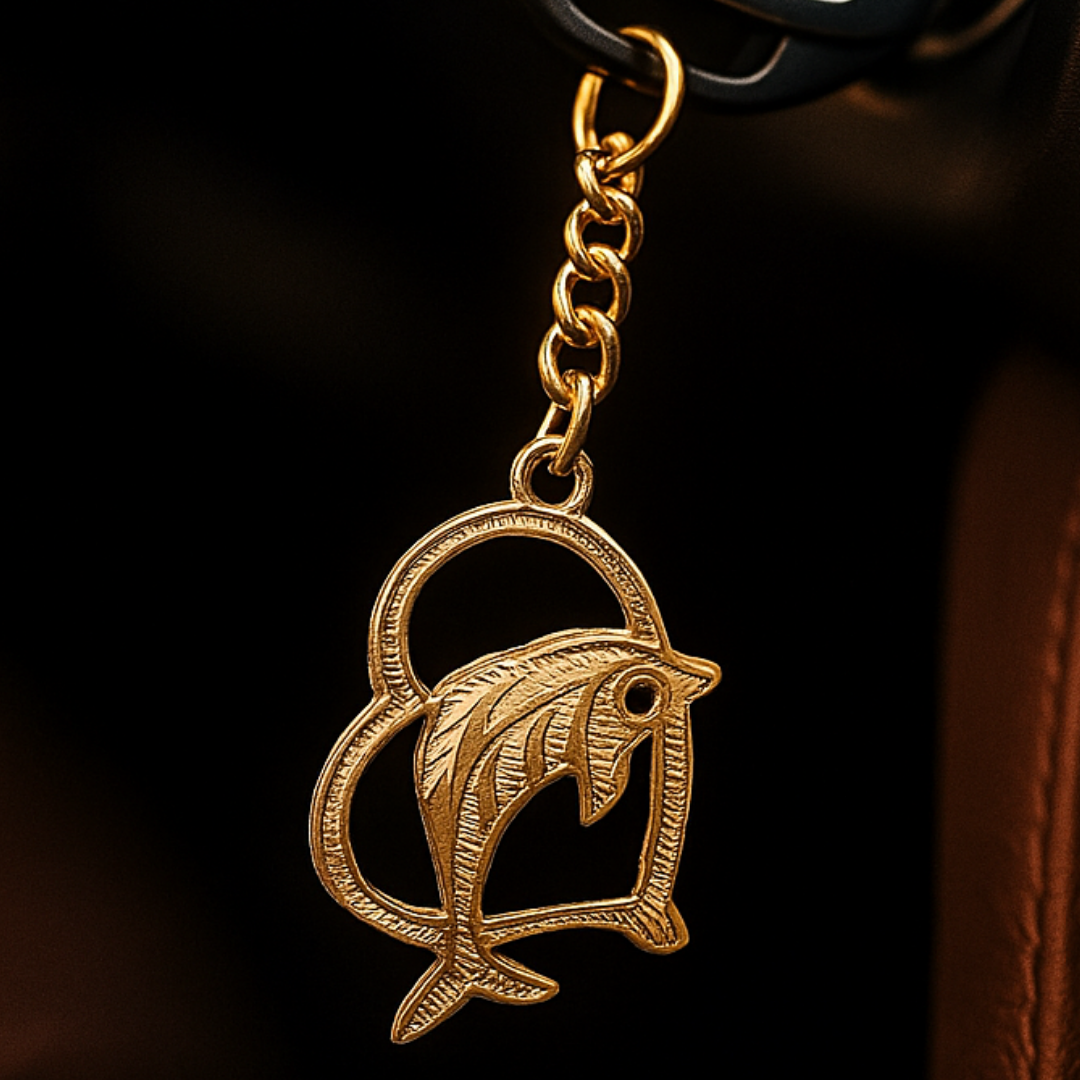 Elita Decorative Dolphin Keychain with Gold Chain, Brass Carabiner Clip, Golden With Gold Plated Finish - Image 4