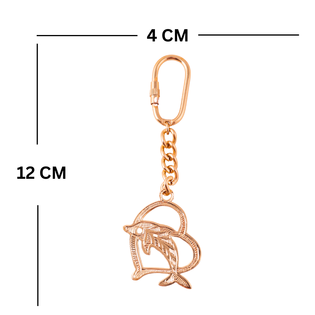 Elita Decorative Dolphin Keychain with Gold Chain, Brass Carabiner Clip, Golden With Gold Plated Finish - Image 6
