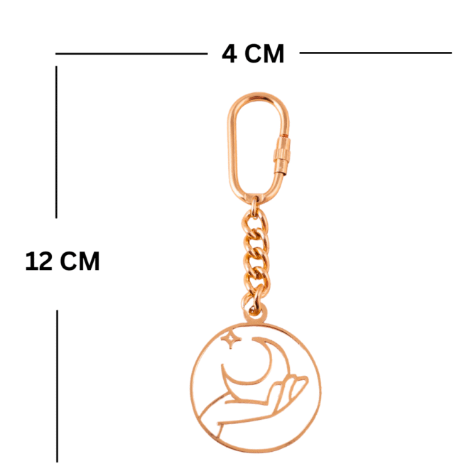 Elita Gold Moon and Star Keychain with Carabiner Clip, Decorative Chain Link Charm Brass with Gold-Plated Finish - Image 4