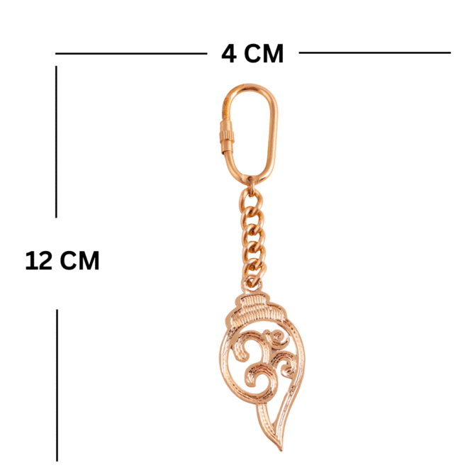 Elita Decorative Om Shank Keychain with Gold Plated Finish, Carabiner Clip and Chain Link Design Brass - Image 4