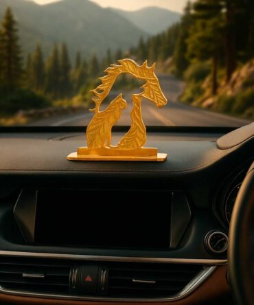 Horse Design in Brass with Gold-Plated Finish Car Dashboard Ornament