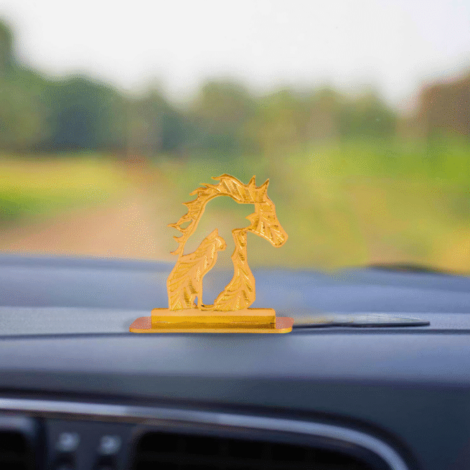 Horse Design in Brass with Gold-Plated Finish Car Dashboard Ornament - Image 2