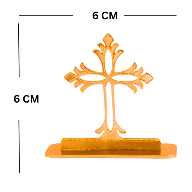 Gold-Plated Finish in Brass Cross Car Dashboard Decorative Figurine, 6 cm, Modern Style, Brass - Image 5