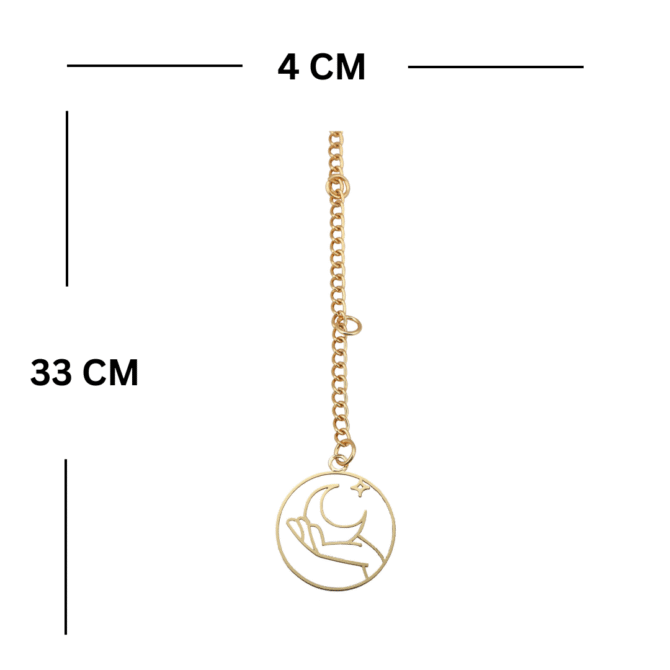 Moon and Stars Car Rear View Mirror Hanging Charm, Gold Chain Pendant, Celestial Design - Image 4