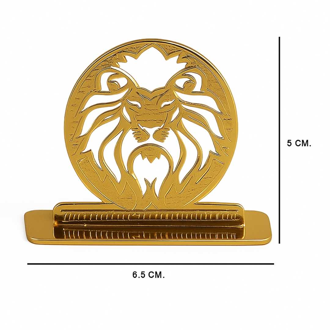 Lion Design Car Dashboard Ornament, Gold-Plated Finish in Brass, 6 cm, Decorative Figurine - Image 5
