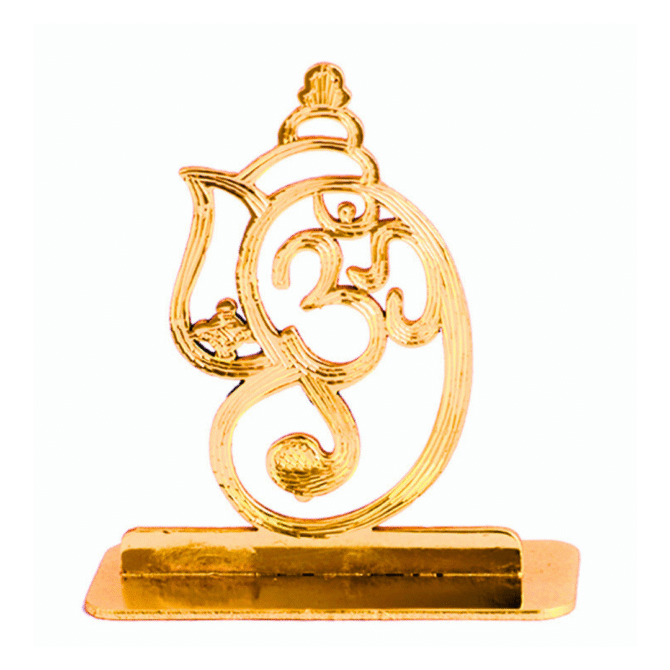 Gold Om Symbol Car Dashboard Ornament, Decorative Spiritual Auto Accessory Gold-Plated Finish in Brass - Image 4