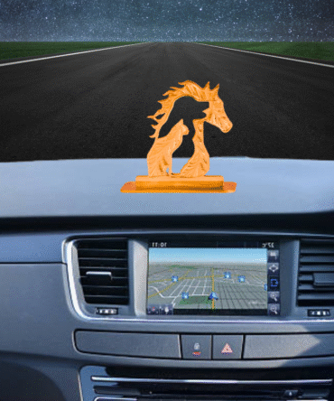 Horse Design in Brass with Gold-Plated Finish Car Dashboard Ornament