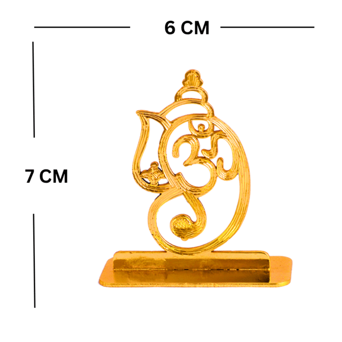 Gold Om Symbol Car Dashboard Ornament, Decorative Spiritual Auto Accessory Gold-Plated Finish in Brass - Image 5