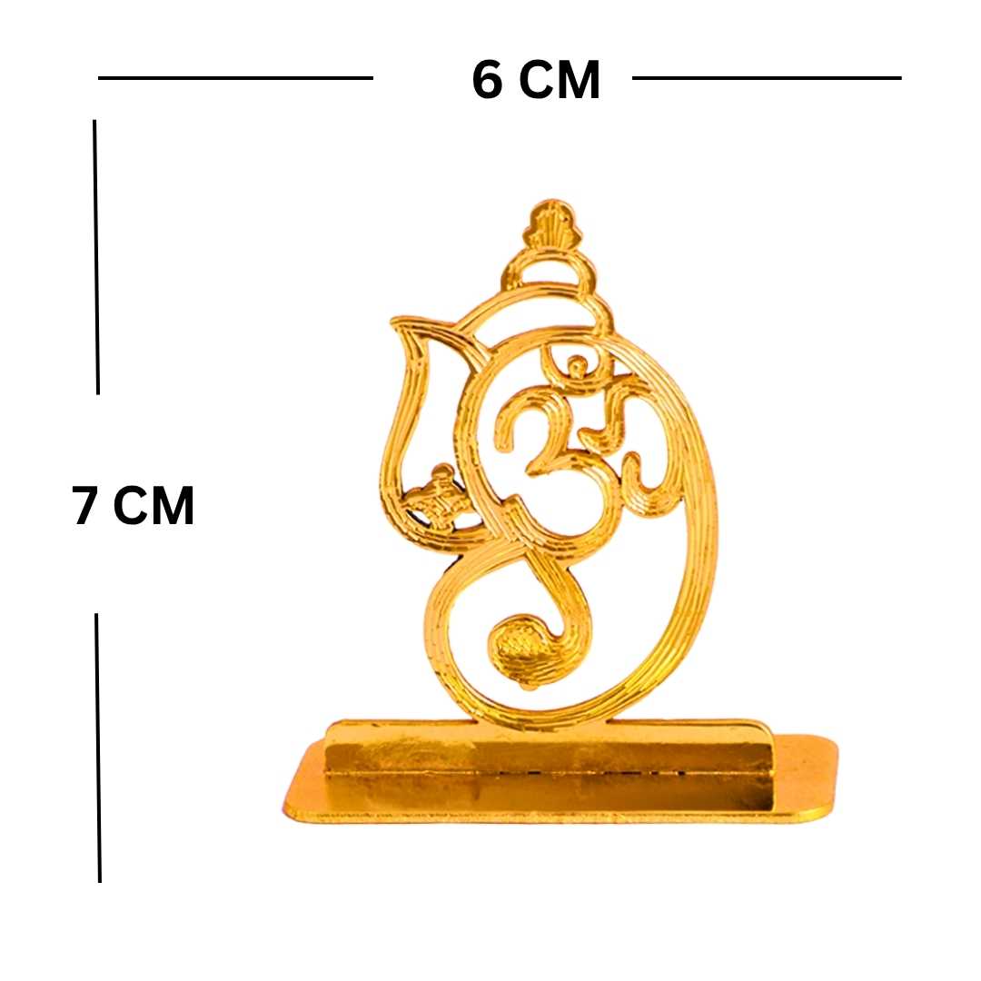 Gold Om Symbol Car Dashboard Ornament, Decorative Spiritual Auto Accessory Gold-Plated Finish in Brass - Image 5