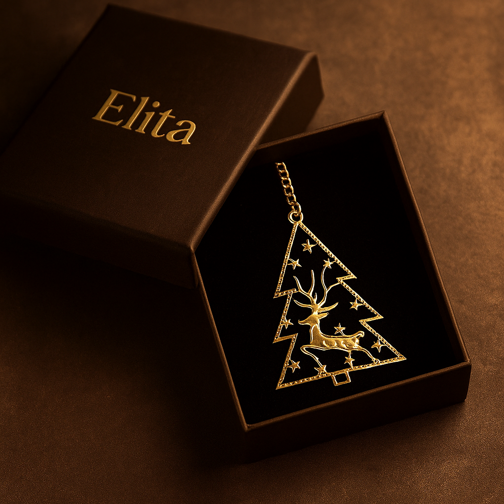 Christmas Tree Car Rear View Mirror Hanging Ornament, Gold Reindeer Design, Decorative Chain - Image 4