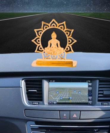 Buddha Gold-Plated Finish in Brass Car Dashboard Decorative Figurine, 6 cm