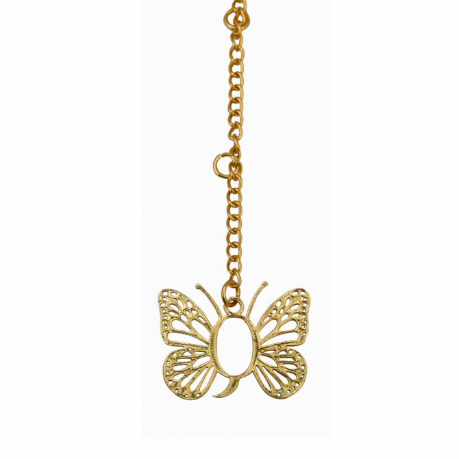 Gold Butterfly Car Rear View Mirror Hanging Charm, Decorative Gold-Plated Finish in Brass - Image 3