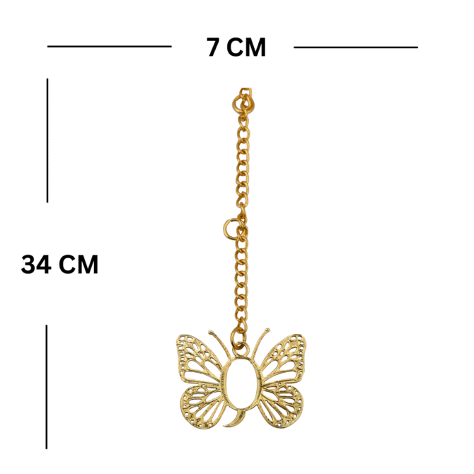 Gold Butterfly Car Rear View Mirror Hanging Charm, Decorative Gold-Plated Finish in Brass - Image 4