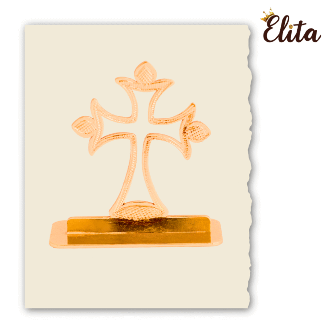 Decorative Car Dashboard Cross Gold-Plated Finish in Brass Ornament, Gold Religious Symbol Display Stand - Image 3