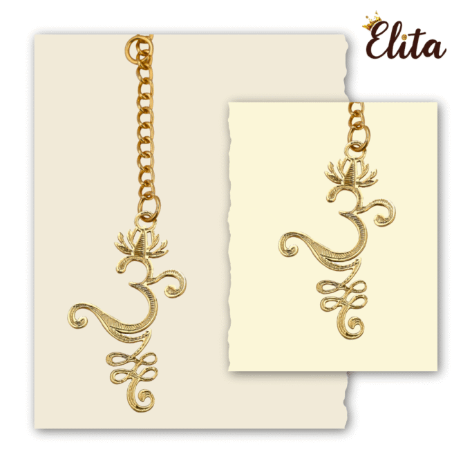 Om Symbol Car Rear View Mirror Hanging Charm, Gold-Tone Chain, Gold-Plated Finish in Brass - Image 2