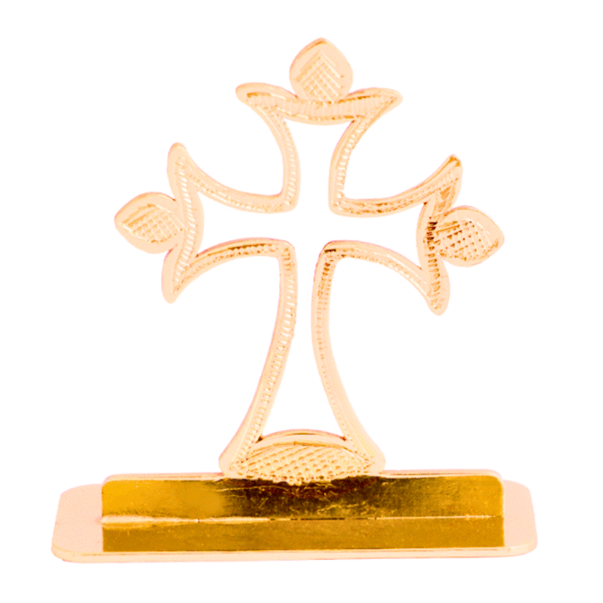 Decorative Car Dashboard Cross Gold-Plated Finish in Brass Ornament, Gold Religious Symbol Display Stand - Image 4