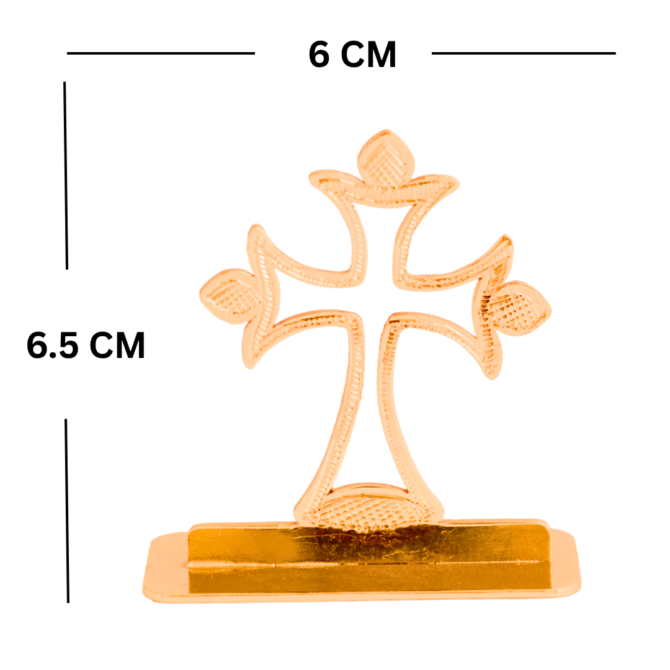 Decorative Car Dashboard Cross Gold-Plated Finish in Brass Ornament, Gold Religious Symbol Display Stand - Image 5