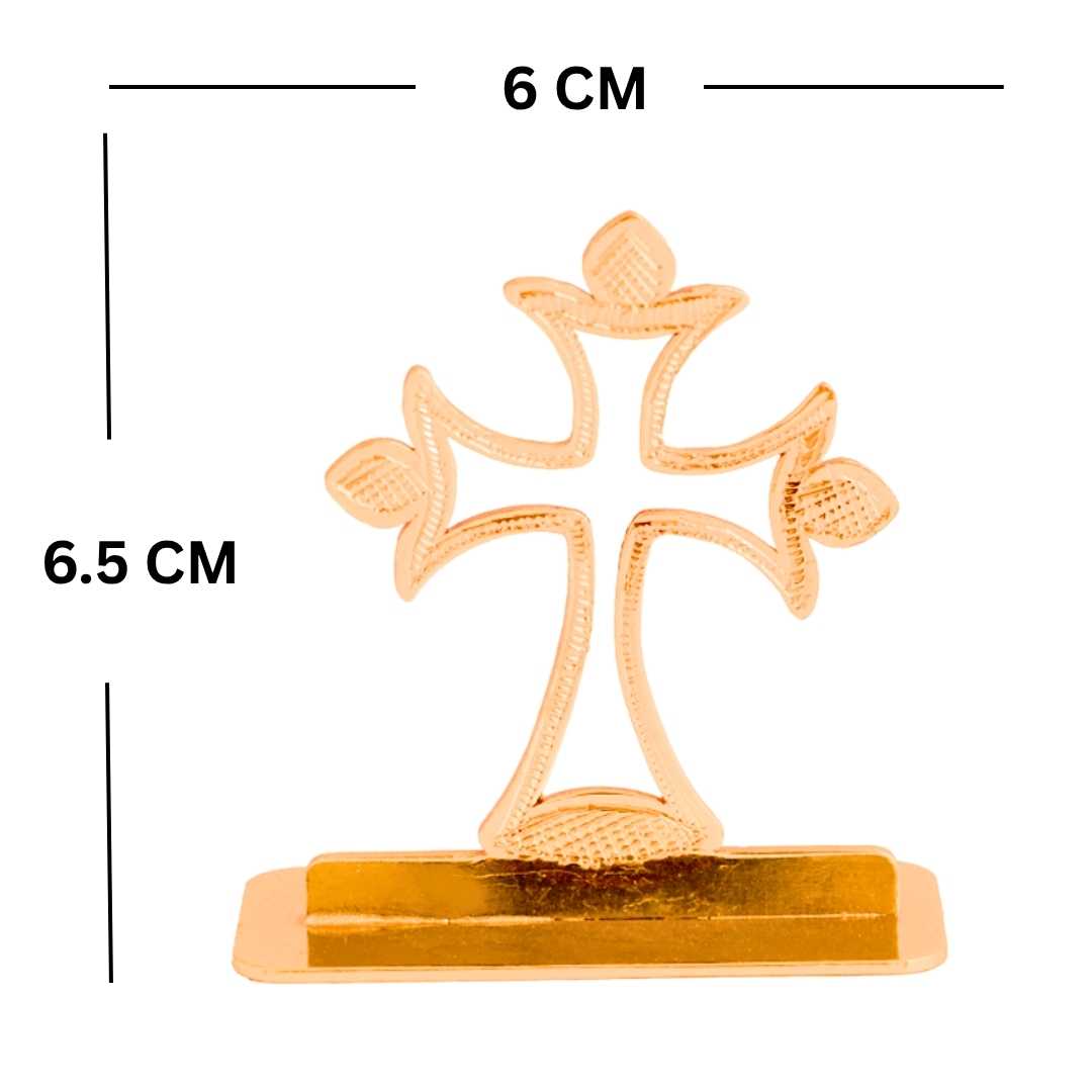 Decorative Car Dashboard Cross Gold-Plated Finish in Brass Ornament, Gold Religious Symbol Display Stand - Image 5