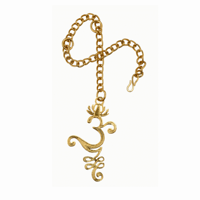 Om Symbol Car Rear View Mirror Hanging Charm, Gold-Tone Chain, Gold-Plated Finish in Brass - Image 4