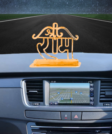 Shri Ram Gold-Plated Finish in Brass Decorative Figurine for Car Dashboard, Modern Style, 6 x 6 cm
