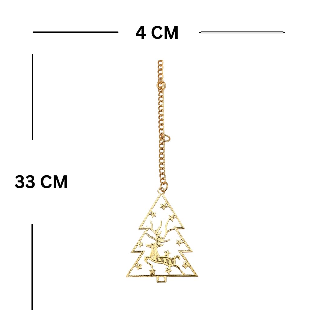 Christmas Tree Car Rear View Mirror Hanging Ornament, Gold Reindeer Design, Decorative Chain - Image 5