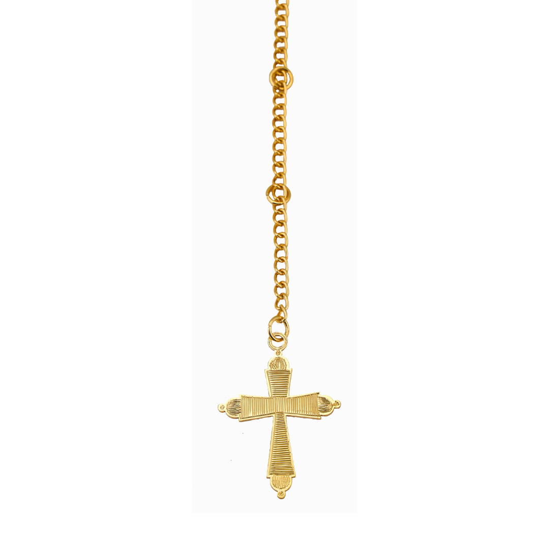 Car Rearview Mirror Cross Pendant, Gold Chain Hanging Religious Ornament, Gold-Plated Finish in Brass - Image 3