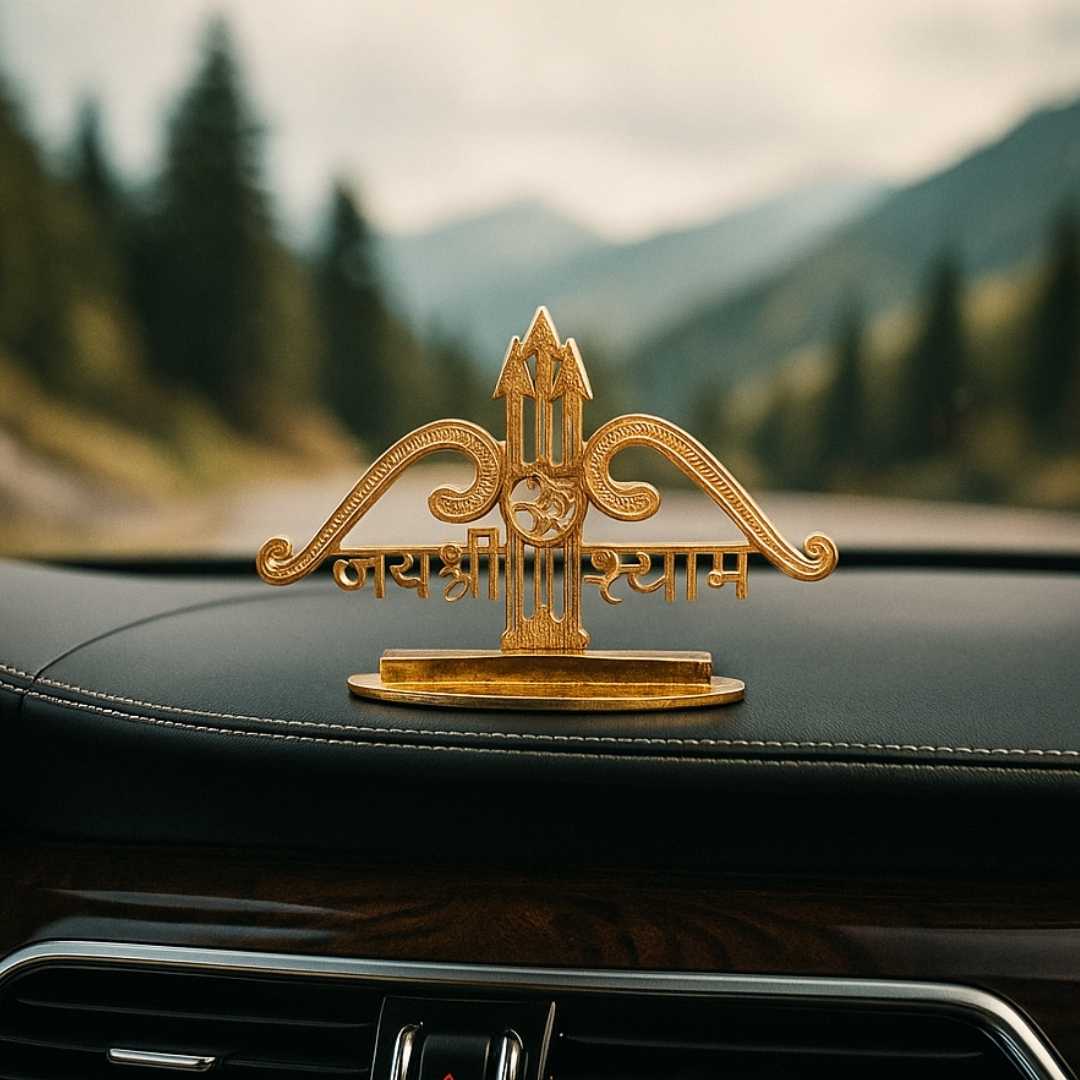 Shri Shyam Gold-Plated Finish in Brass Decorative Figurine for Car Dashboard, Modern Style, 6 x 6 cm - Image 4