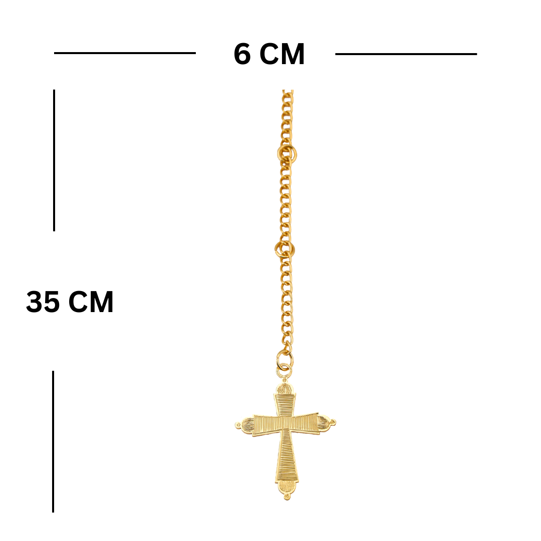 Car Rearview Mirror Cross Pendant, Gold Chain Hanging Religious Ornament, Gold-Plated Finish in Brass - Image 4