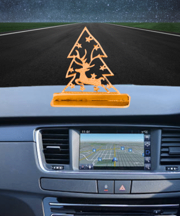 Christmas Tree Gold-Plated Finish in Brass Car Dashboard, Dashboard Decoration