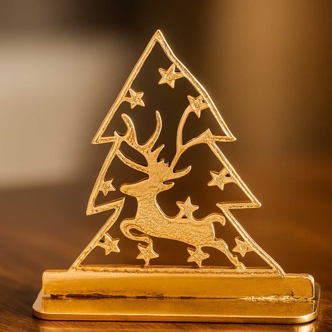 Christmas Tree Gold-Plated Finish in Brass Car Dashboard, Dashboard Decoration - Image 2