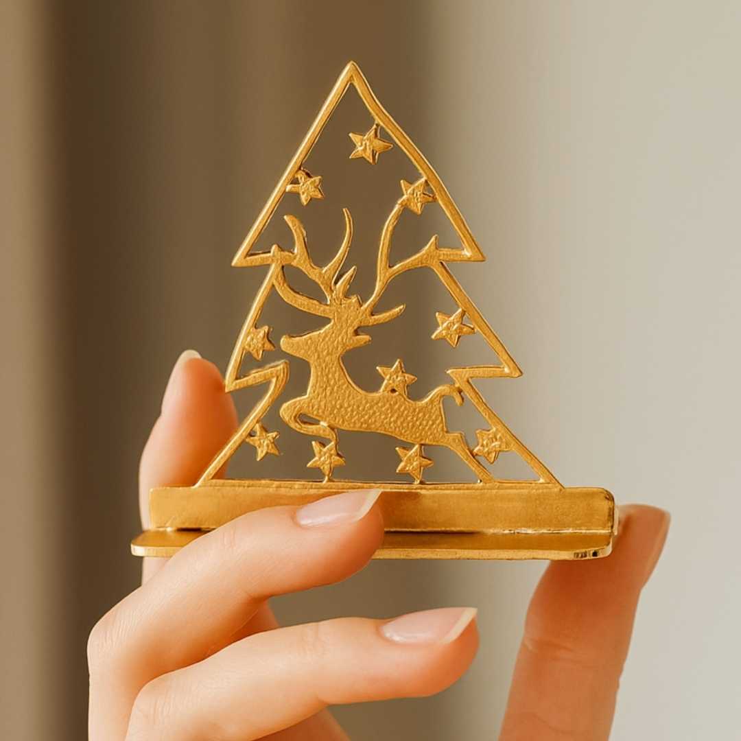 Christmas Tree Gold-Plated Finish in Brass Car Dashboard, Dashboard Decoration - Image 3