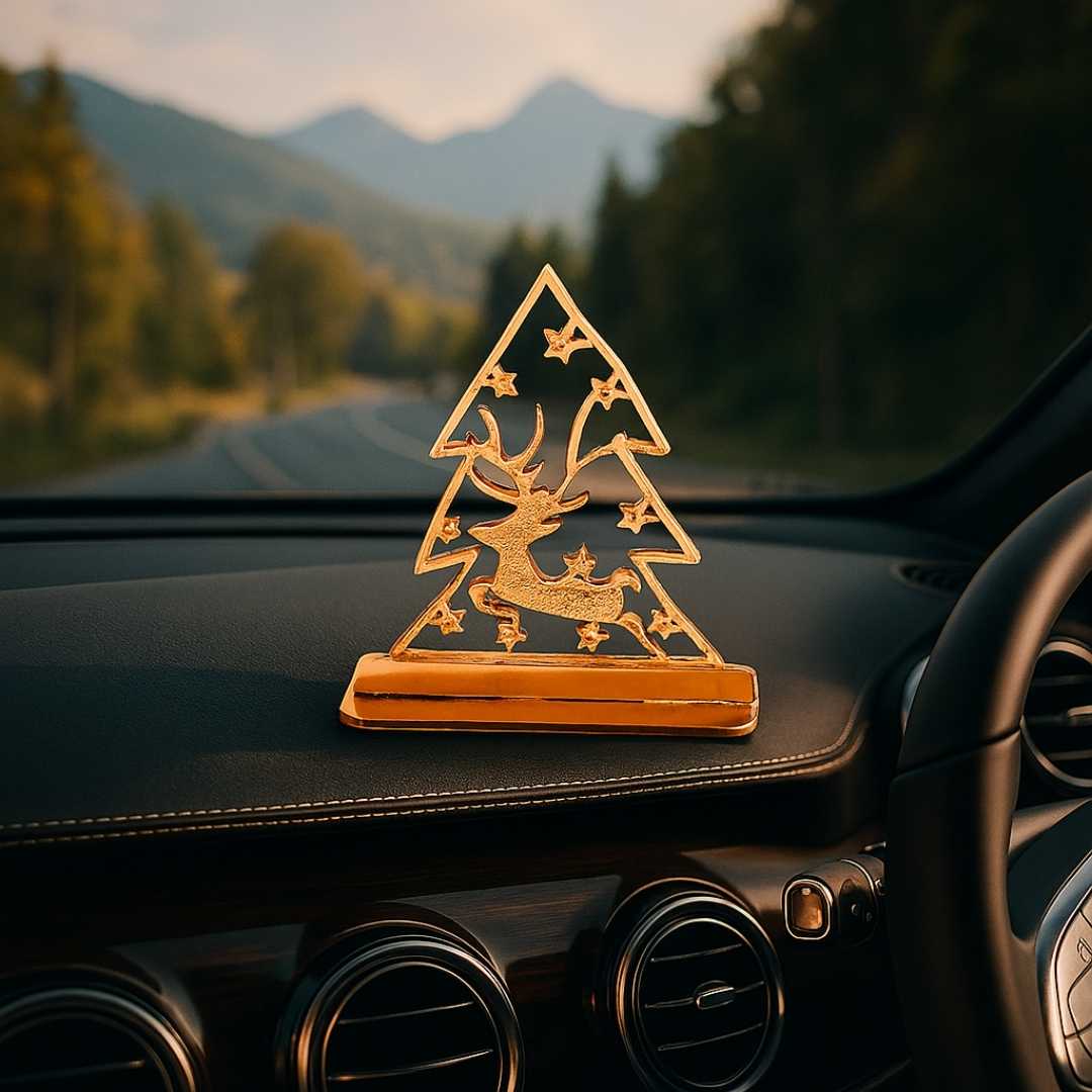 Christmas Tree Gold-Plated Finish in Brass Car Dashboard, Dashboard Decoration - Image 4
