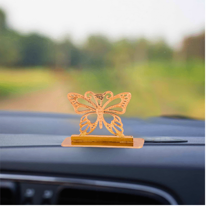 Decorative Butterfly Car Dashboard Ornament, Gold-Plated Finish in Brass - Image 2
