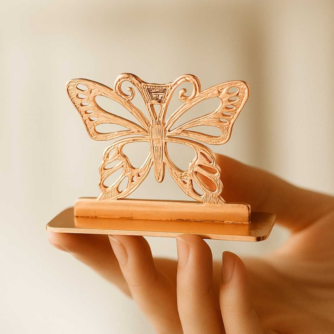 Decorative Butterfly Car Dashboard Ornament, Gold-Plated Finish in Brass - Image 3