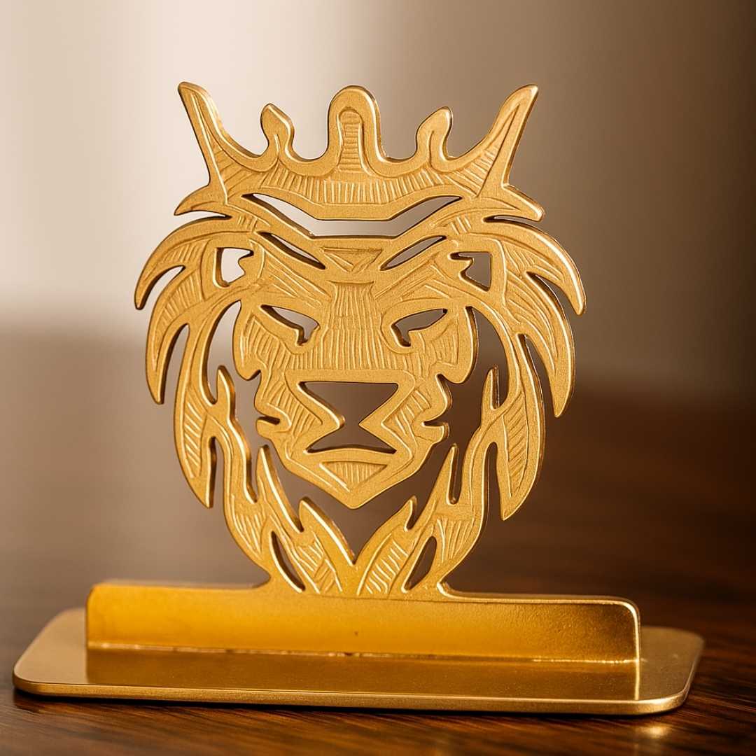 Lion Car Dashboard Ornament Gold-Plated Finish in Brass - Image 2