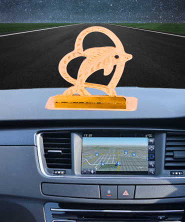 Decorative Car Dashboard Dolphin Ornament, Gold-Plated Finish in Brass